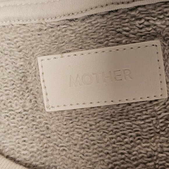 MOTHER The Champ Cotton Pullover Sweatshirt Women Size L Cream/Gray - Picture 5 of 16